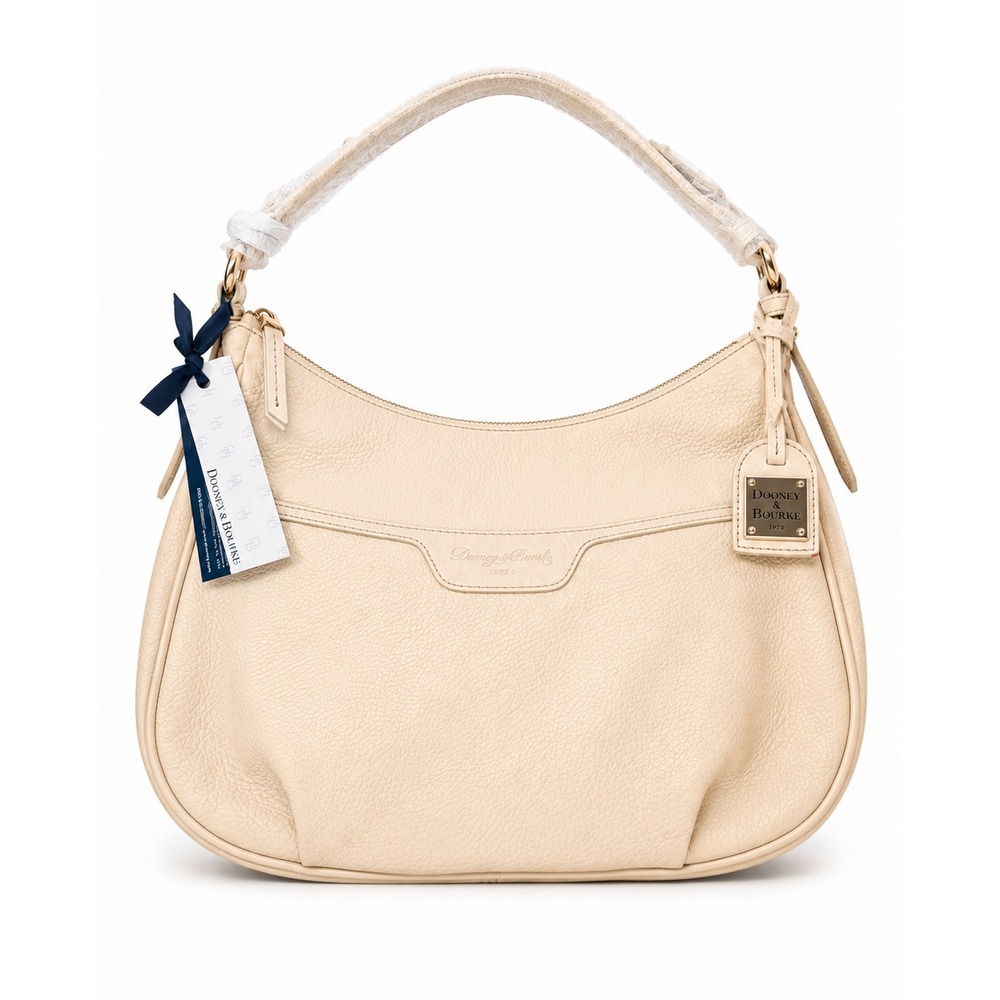 Dooney & Bourke Womens Shoulder Bag OS Ivory Leather East/West Collins Hobo